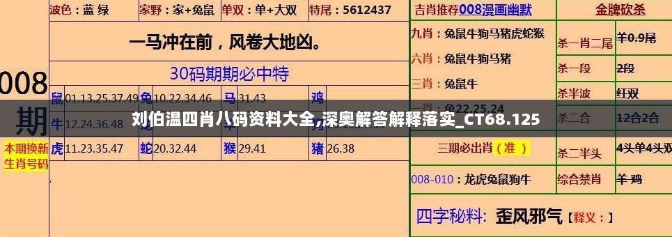 刘伯温四肖八码资料大全,深奥解答解释落实_CT68.125