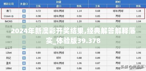 2024年新澳彩开奖结果,经典解答解释落实_体验版39.378