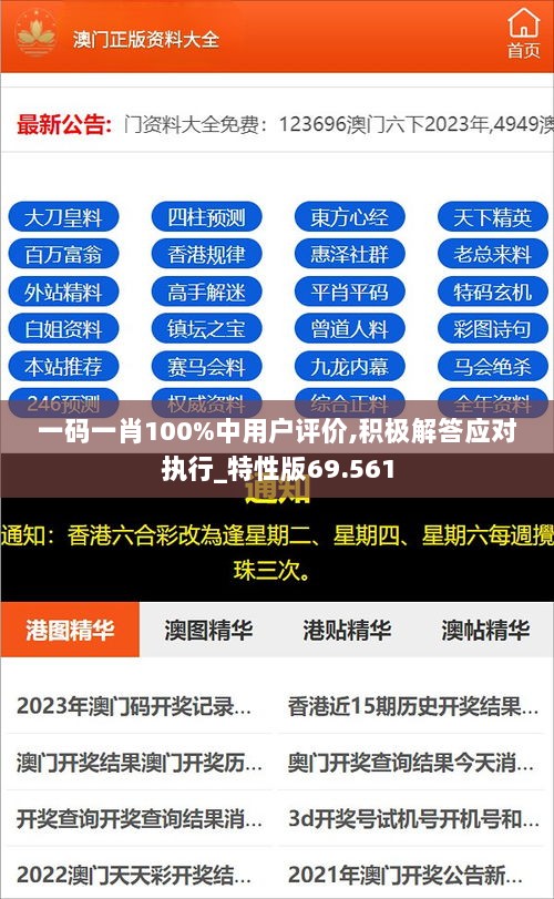 一码一肖100%中用户评价,积极解答应对执行_特性版69.561