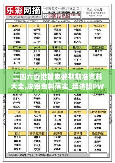 二四六香港管家婆期期准资料大全,决策资料落实_经济版PWR648.63