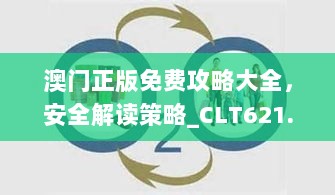 澳门正版免费攻略大全，安全解读策略_CLT621.86挑战版