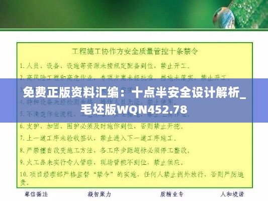 免费正版资料汇编：十点半安全设计解析_毛坯版WQN452.78