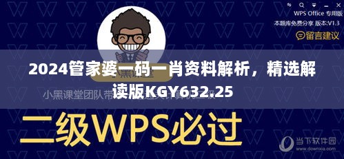 2024管家婆一码一肖资料解析，精选解读版KGY632.25