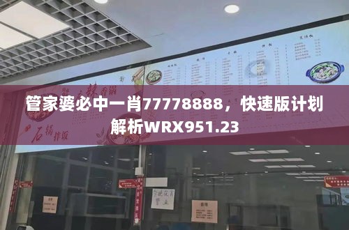 管家婆必中一肖77778888，快速版计划解析WRX951.23