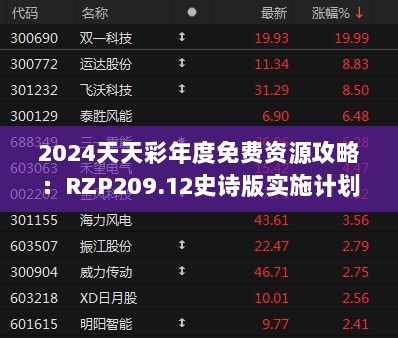 2024天天彩年度免费资源攻略：RZP209.12史诗版实施计划