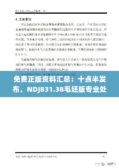 免费正版资料汇总：十点半发布，NDJ831.38毛坯版专业处理答疑