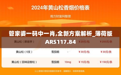 管家婆一码中一肖,全新方案解析_薄荷版ARS117.84