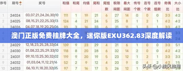 澳门正版免费挂牌大全，迷你版EXU362.83深度解读