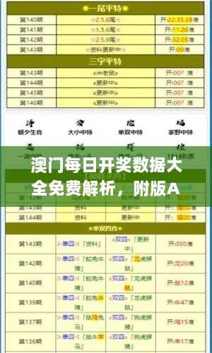 澳门每日开奖数据大全免费解析，附版AUO98.17详析