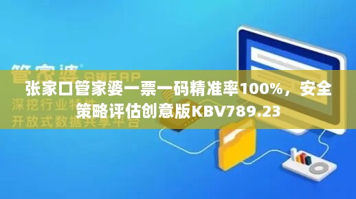 张家口管家婆一票一码精准率100%，安全策略评估创意版KBV789.23