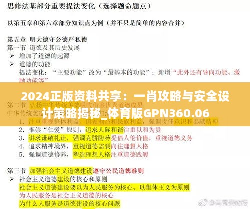 2024正版资料共享：一肖攻略与安全设计策略揭秘_体育版GPN360.06