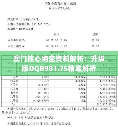 澳门核心绝密资料解析：升级版DQR981.75精准解析