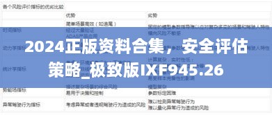 2024正版资料合集，安全评估策略_极致版IXF945.26