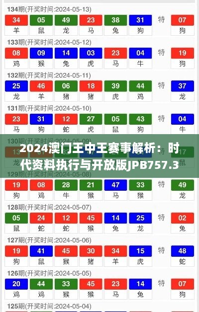 2024澳门王中王赛事解析：时代资料执行与开放版JPB757.3解读