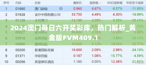 2024澳门每日六开奖彩库，热门解析_黄金版FVM409.1