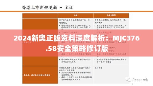 2024新奥正版资料深度解析：MJC376.58安全策略修订版