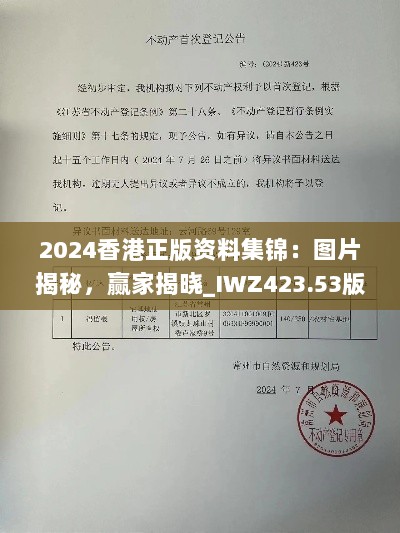 2024香港正版资料集锦：图片揭秘，赢家揭晓_IWZ423.53版