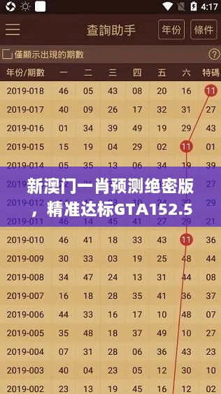 新澳门一肖预测绝密版，精准达标GTA152.53，综合评估标准