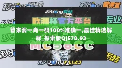 管家婆一肖一码100%准确一,最佳精选解释_探索版QJE78.93