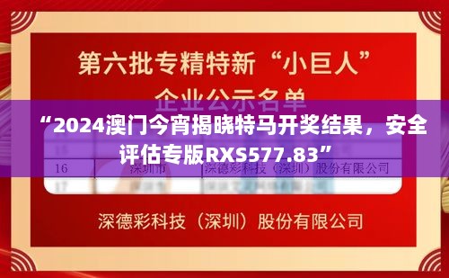 “2024澳门今宵揭晓特马开奖结果，安全评估专版RXS577.83”