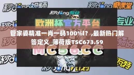 管家婆精准一肖一码100%l？,最新热门解答定义_薄荷版TSC673.59