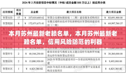 苏州本月最新老赖名单，信用风险防范的警戒之器