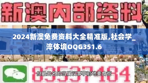 2024新澳免费资料大全精准版,社会学_淬体境OQG351.6