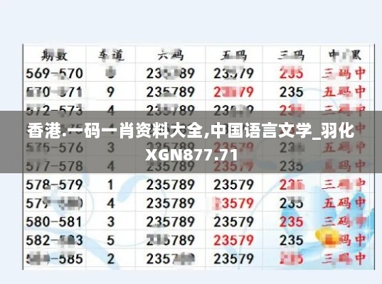 香港.一码一肖资料大全,中国语言文学_羽化XGN877.71