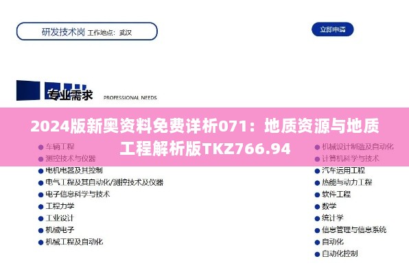 2024版新奥资料免费详析071：地质资源与地质工程解析版TKZ766.94