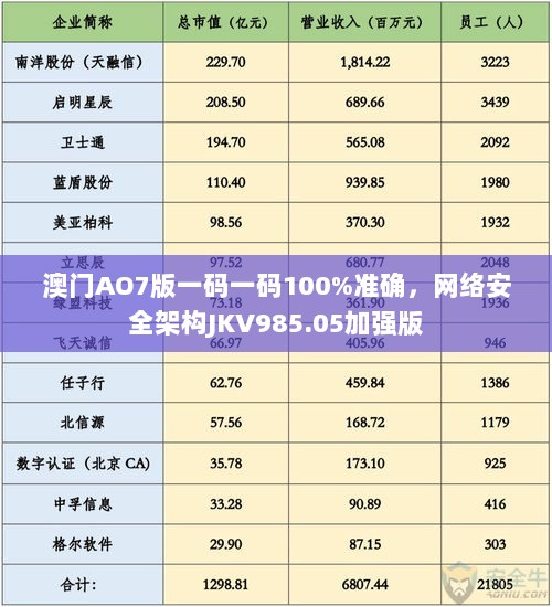 澳门AO7版一码一码100%准确，网络安全架构JKV985.05加强版