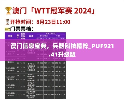 澳门信息宝典，兵器科技精粹_PUF921.41升级版