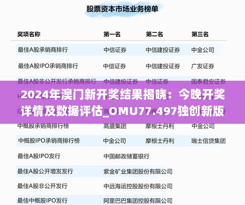 2024年澳门新开奖结果揭晓：今晚开奖详情及数据评估_OMU77.497独创新版