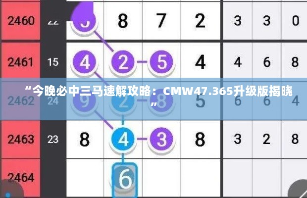 “今晚必中三马速解攻略：CMW47.365升级版揭晓”