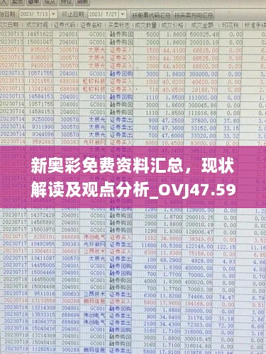 新奥彩免费资料汇总，现状解读及观点分析_OVJ47.592复古版