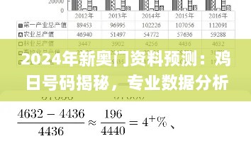 2024年新奥门资料预测：鸡日号码揭秘，专业数据分析技巧_FQH61.953定制版