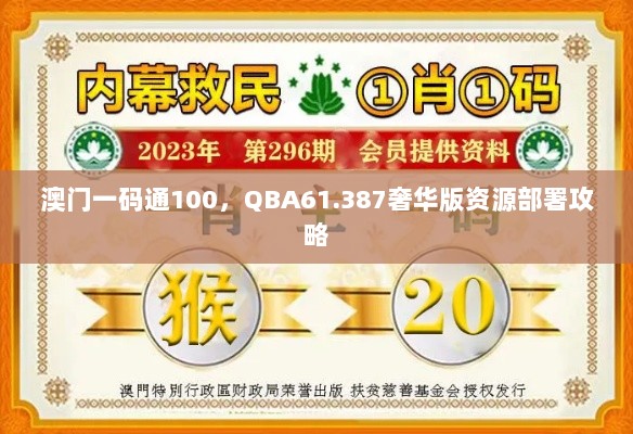 澳门一码通100，QBA61.387奢华版资源部署攻略