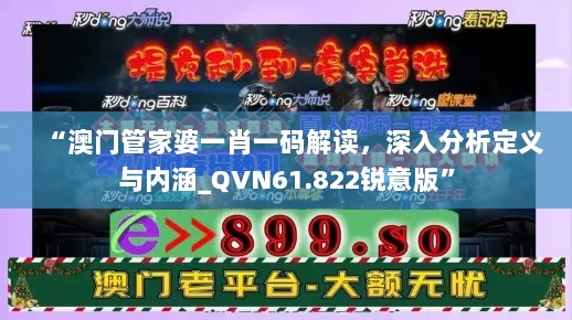 “澳门管家婆一肖一码解读，深入分析定义与内涵_QVN61.822锐意版”