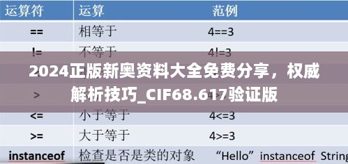 2024正版新奥资料大全免费分享，权威解析技巧_CIF68.617验证版