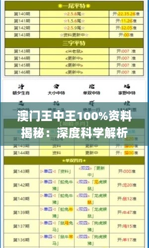 澳门王中王100%资料揭秘：深度科学解析_HOU46.489生态版