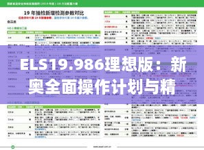 ELS19.986理想版：新奥全面操作计划与精准免费资料