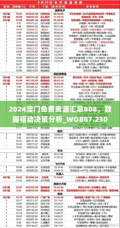 2024澳门免费资源汇总808，数据驱动决策分析_WOB87.230黑科技版