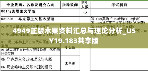 4949正版水果资料汇总与理论分析_USY19.183共享版