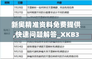 新奥精准资料免费提供,快速问题解答_XKB33.315加速版