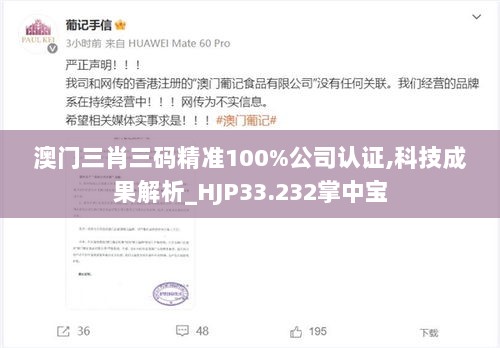 澳门三肖三码精准100%公司认证,科技成果解析_HJP33.232掌中宝