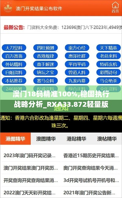 澳门18码精准100%,稳固执行战略分析_RXA33.872轻量版