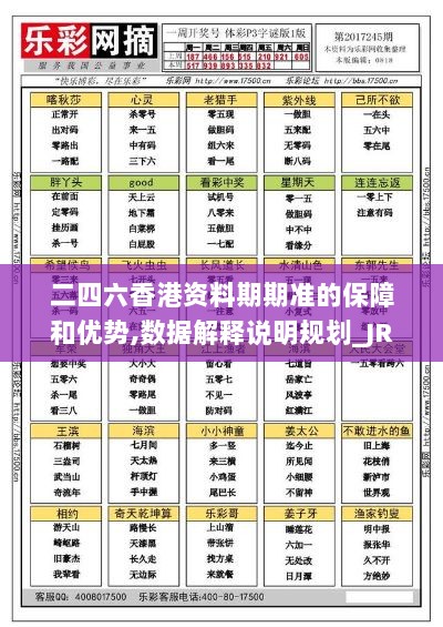 二四六香港资料期期准的保障和优势,数据解释说明规划_JRU33.965效率版