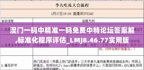 澳门一码中精准一码免费中特论坛答案解,标准化程序评估_LMJ8.46.77实用版