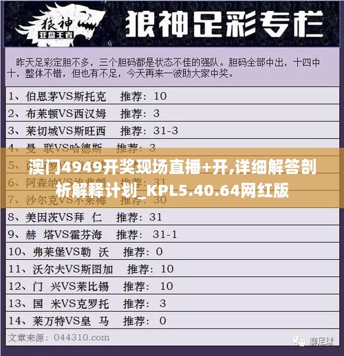 澳门4949开奖现场直播+开,详细解答剖析解释计划_KPL5.40.64网红版