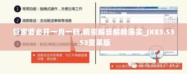 管家婆必开一肖一码,精密解答解释落实_JXE3.53.53变革版