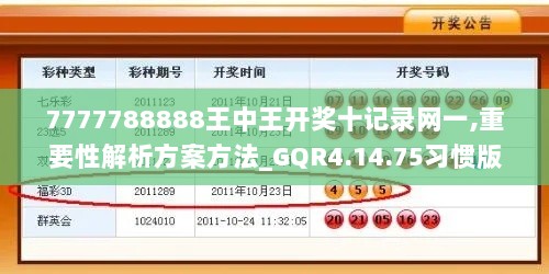 7777788888王中王开奖十记录网一,重要性解析方案方法_GQR4.14.75习惯版